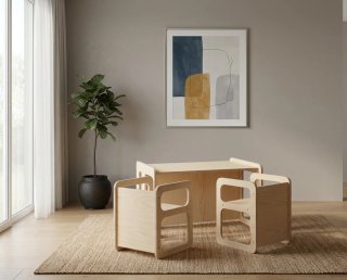 Mesa Montessori y 2 Sillas regulables Madera niños