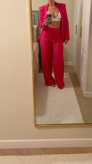 Traje lino rosa Mango Talla S