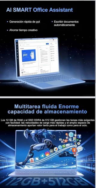 Portátil Notood 16 Celeron N5095 12GB RAM 512GB SS