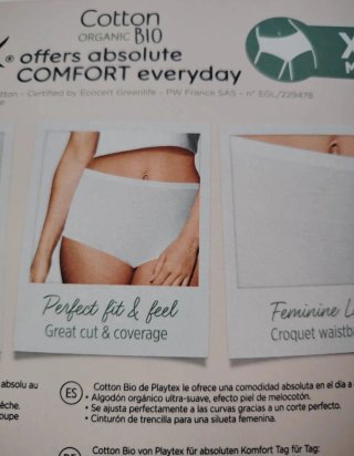 Bragas Playtex Algodón Orgánico BIO Talla 5XL