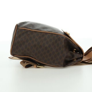 CELINE Macadam Canvas Backpack PVC Leather Brown