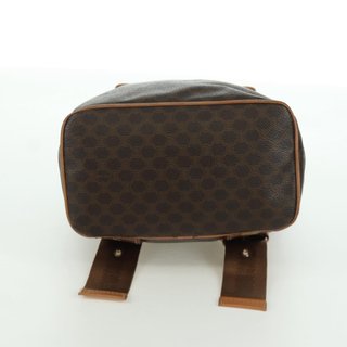 CELINE Macadam Canvas Backpack PVC Leather Brown
