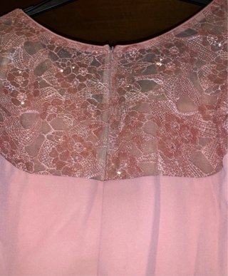 Abito curvy rosa lungo con pizzo