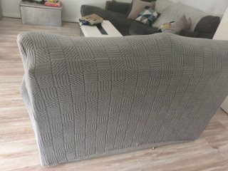 Sofá 2 plazas con funda gris