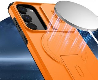 Funda móvil naranja con soporte