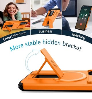Funda móvil naranja con soporte