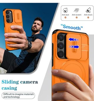 Funda móvil naranja con soporte