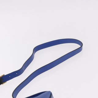 VERSACE Shoulder Bag Leather Blue Gold Auth