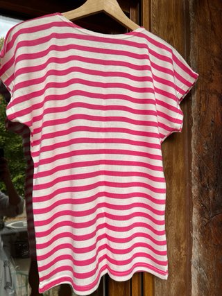 Camiseta de rayas rosa y blanca Talla M