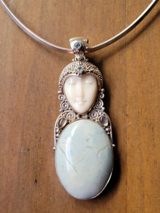 Gran Colgante Sajen Plata y Larimar