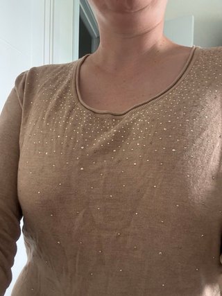 Vestido/Jersey Beige con Brillantes Talla S-M