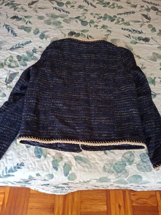 Chaqueta Vestir Azul y Beige Talla L