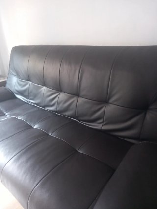 Sofá cama 3-4 plazas piel negro