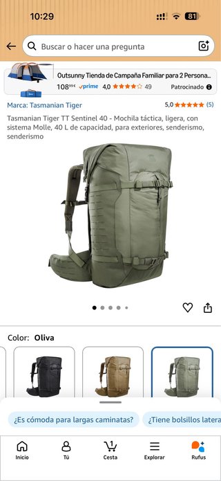 Mochila Tasmanian Tiger Sentinel 40L Verde Oliva