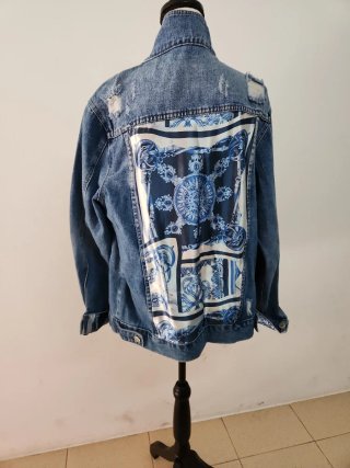 Cazadora tejana desgastada hombre