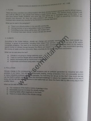 Test lengua inglesa fuerzas armadas