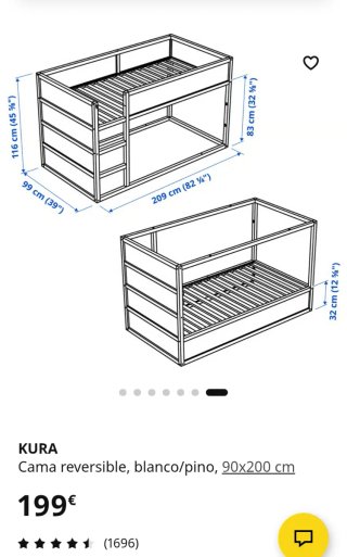 Cama Kura Ikea 90x200 cm