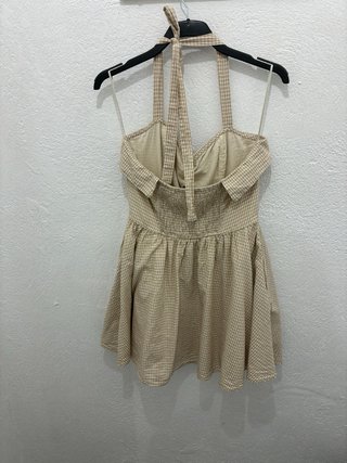 Vestido cuadros beige halter talla L