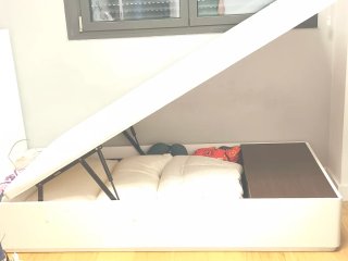 Canapé abatible blanco con cajón zapatero