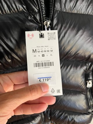 Plumífero Zara Impermeable Hombre