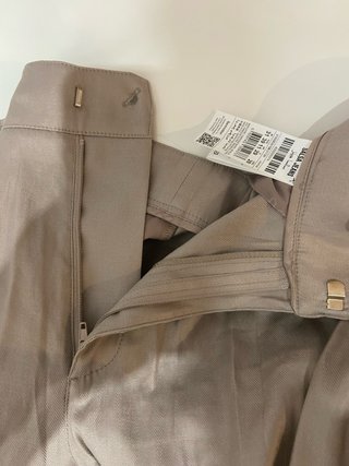 Pantalón lino Salsa Jeans beige con detalle dorado