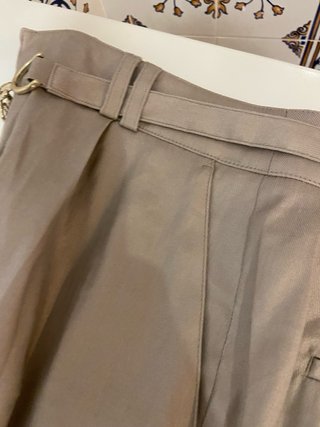 Pantalón lino Salsa Jeans beige con detalle dorado