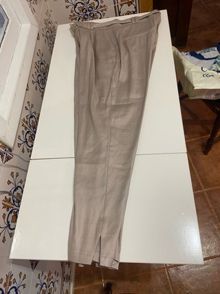 Pantalón lino Salsa Jeans beige con detalle dorado