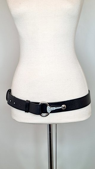 Cintura vintage AB/SOUL in pelle con fibbia strass