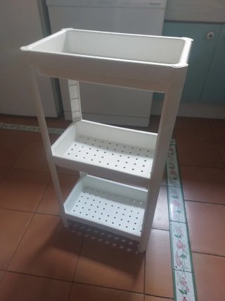 Carro cocina.Estantería de plástico blanca 3 balda