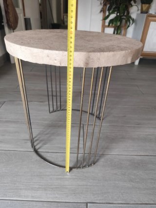 Mesa auxiliar redonda madera y metal