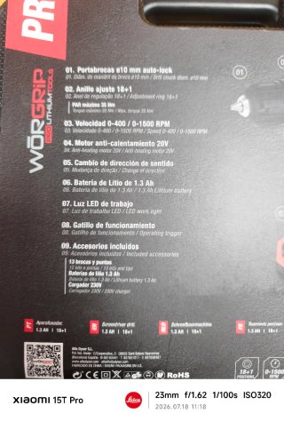 Taladro Atornillador Worgrip 20V