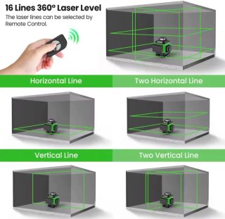 Nivel Láser 16 Líneas 360º + 2 Baterías