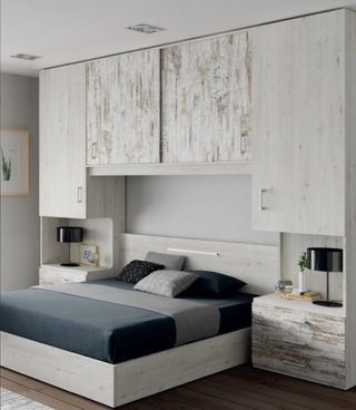 Dormitorio de matrimonio con armario puente a med