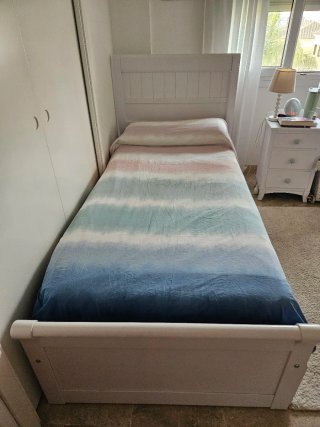 Cama nido madera blanca 90x190 + 2 colchones