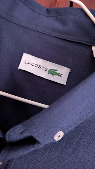 Camisa Lacoste Azul Manga Larga