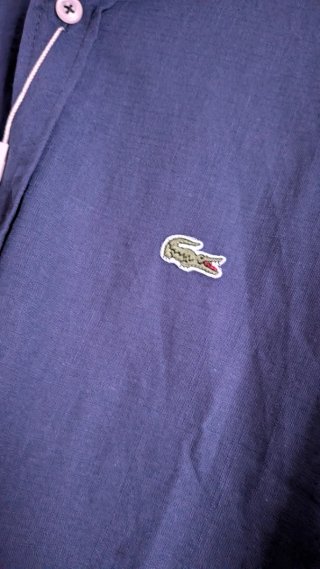 Camisa Lacoste Azul Manga Larga