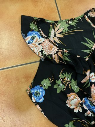 Vestido Negro Floral Sin Mangas Talla S/M