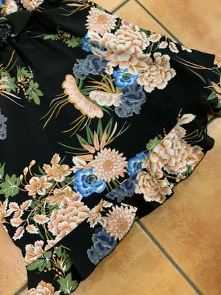 Vestido Negro Floral Sin Mangas Talla S/M
