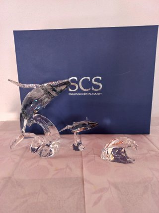 Set di due figure di cristallo Swarovski Ballena Paikea e Ballena Piccola SCS