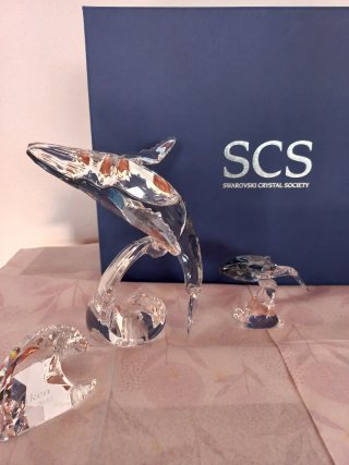 Set di due figure di cristallo Swarovski Ballena Paikea e Ballena Piccola SCS