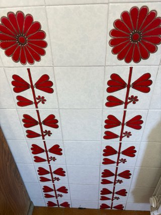 Lote Azulejos Vintage Años 70 Diseño Flor y Tallo