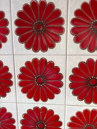 Lote Azulejos Vintage Años 70 Diseño Flor y Tallo