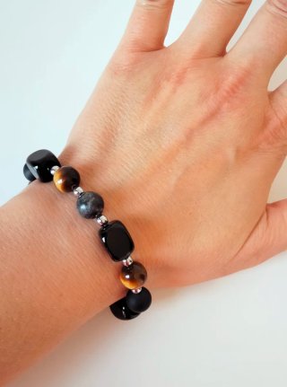 Bracciale donna pietre naturali e acciaio