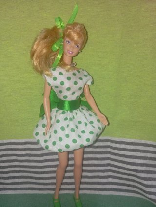 Barbie Vestido Lunares Verdes Vintage 1987