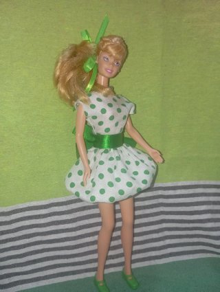 Barbie Vestido Lunares Verdes Vintage 1987