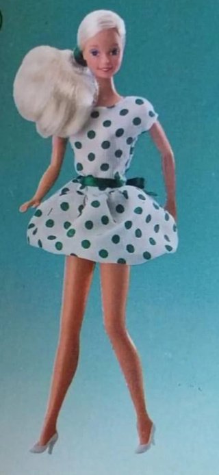 Barbie Vestido Lunares Verdes Vintage 1987