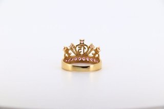 ANILLO GRANDE CORONA 15 CIRCONITAS ROSAS.