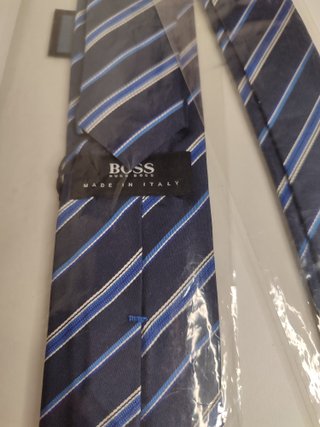 Corbata Hugo Boss Rayas Seda Azul Gris