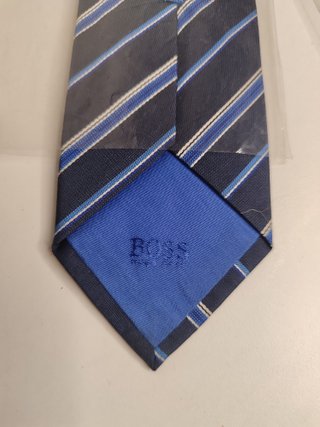 Corbata Hugo Boss Rayas Seda Azul Gris