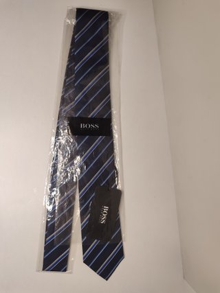 Corbata Hugo Boss Rayas Seda Azul Gris
